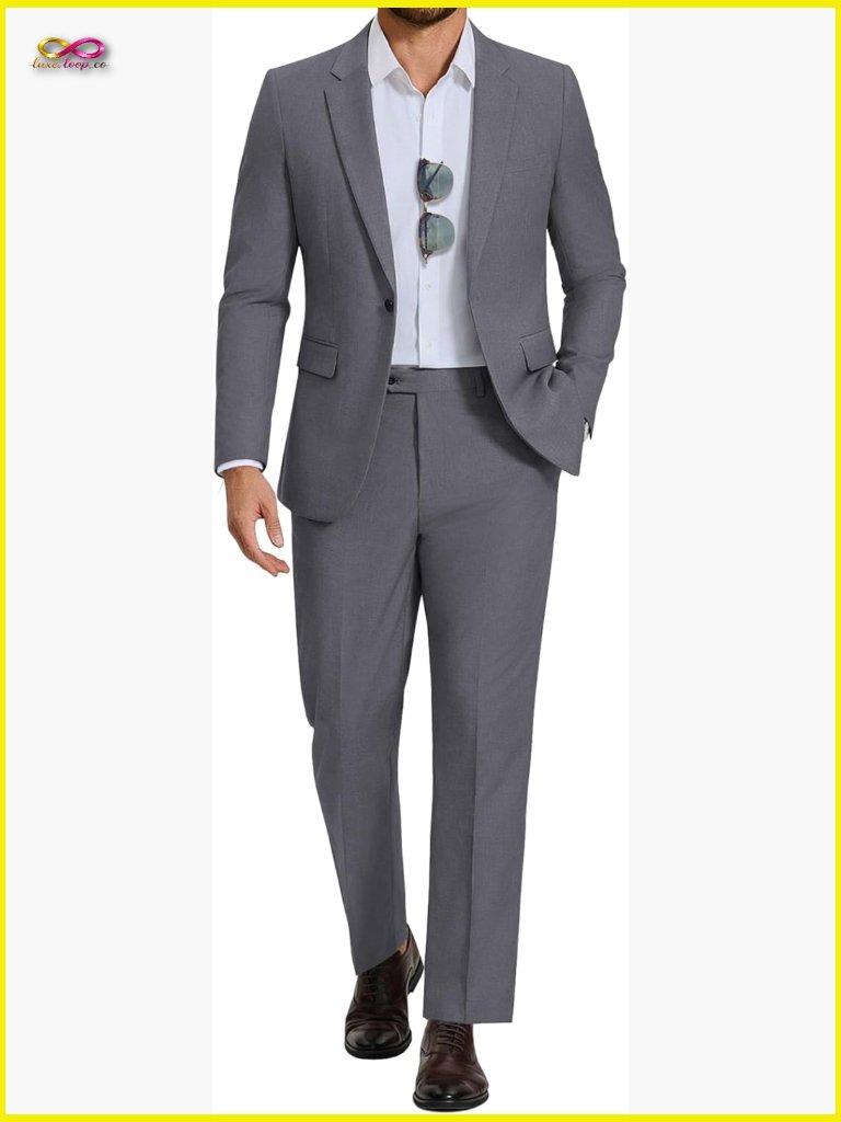 Regular Fit Suit Set Classic Elegant Business Casual Wedding Prom